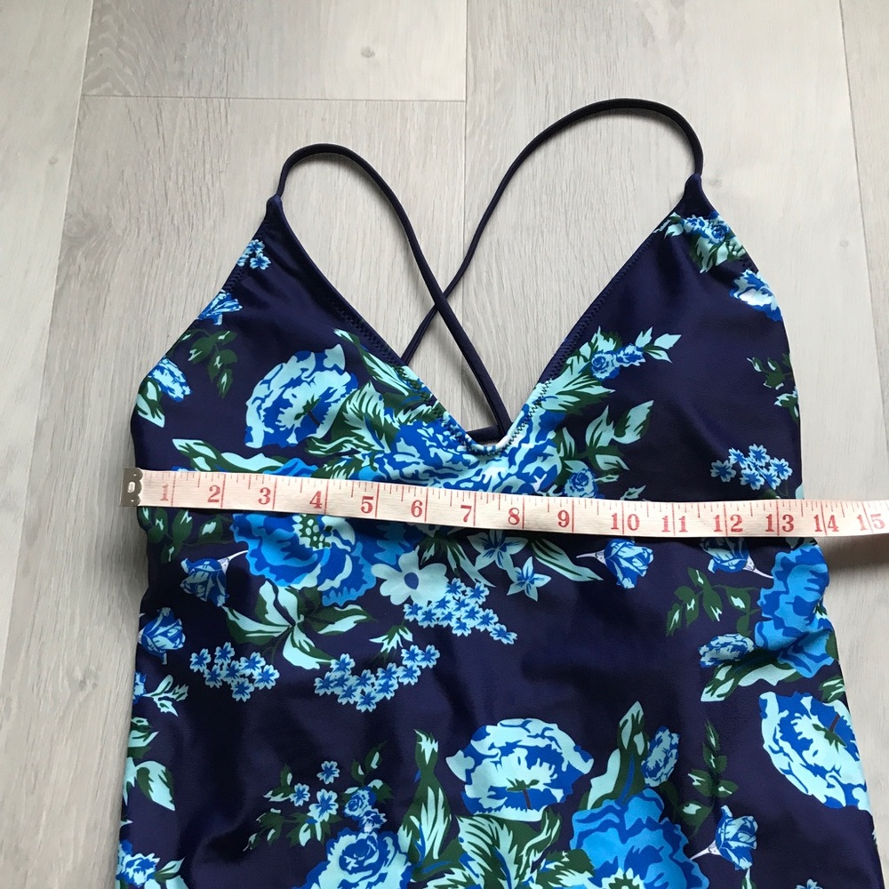 EKOUAER BLUE FLORAL SWIMSUIT CRISS CROSS BACK WOMENS LARGE - Picture 4 of 9